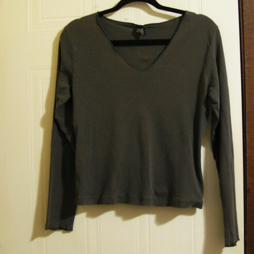DARK GRAY COTTON JERSEY TOP L